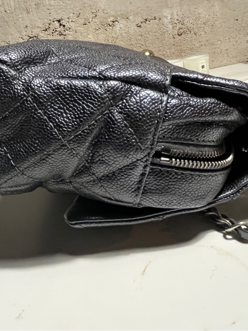 CHANEL Quilted Caviar Leather Jumbo Airplane Double Flap Shoulder Bag - Picture 3 of 16